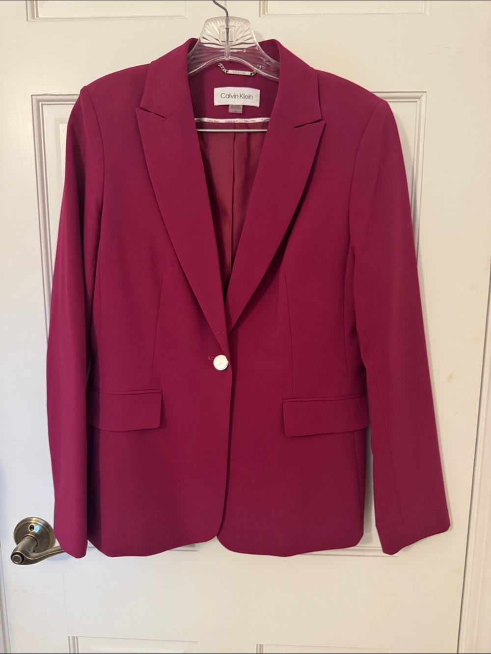 Calvin Klein Women's Raspberry Single-Button Blazer